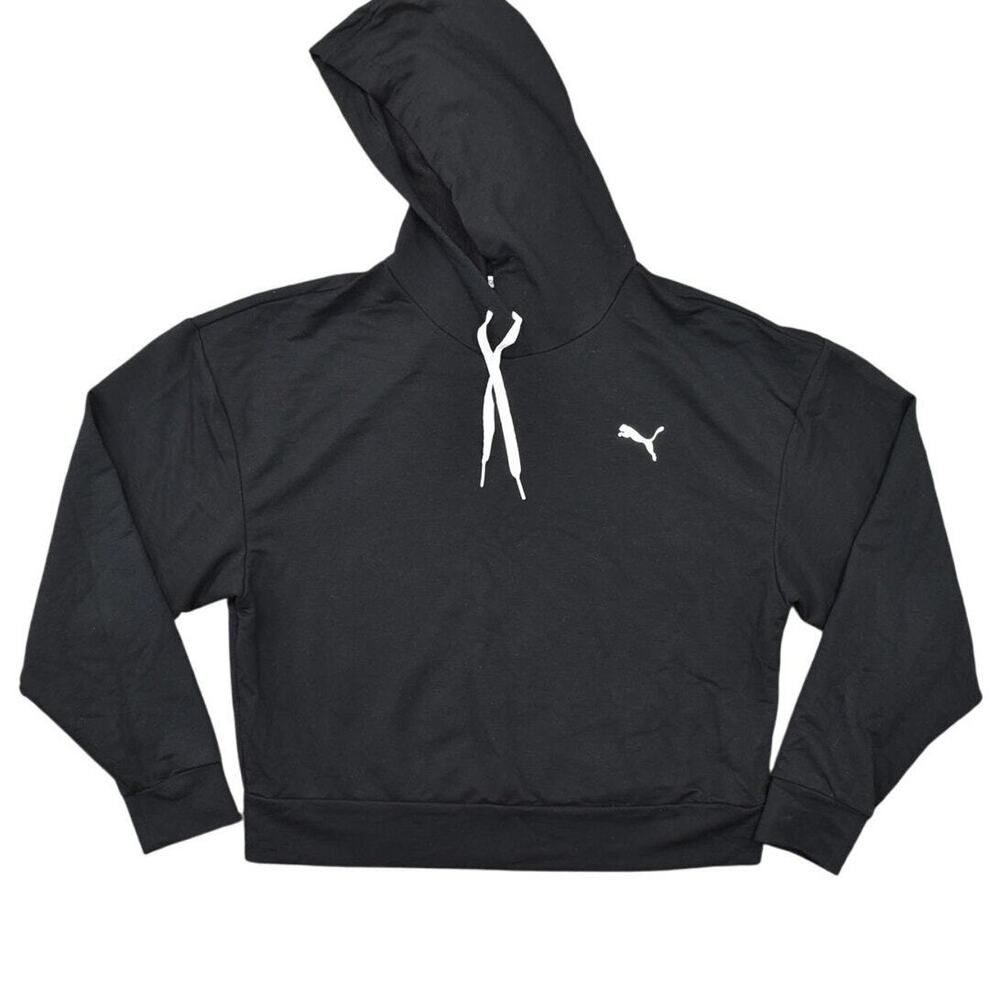 PUMA Black Pullover Hoodie Sweater Women's Size S Solid Long Sleeve Gym Lounge